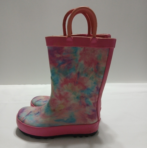 Colorful Tie-Dye Rain Boots with Handles - Picture 2 of 10